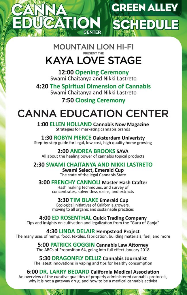 Canna Education Tent schedule