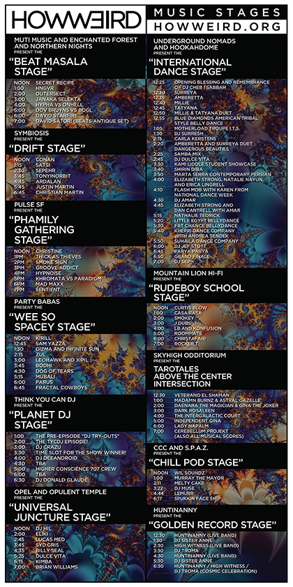 How Weird 2016 Stage Schedule